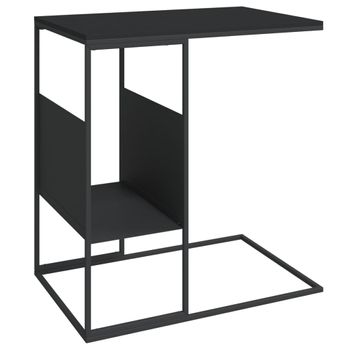 Mesa Auxiliar De Madera Contrachapada Negra 55x36x59,5 Cm