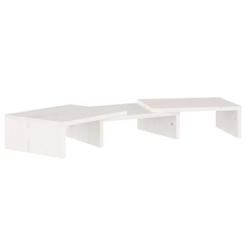 Soporte De Monitor Madera Maciza De Pino Blanco 60x24x10,5 Cm