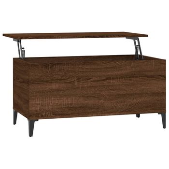 Mesa De Centro Madera Contrachapada Roble Marrón 90x44,5x45 Cm