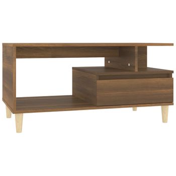 Mesa De Centro Madera Contrachapada Roble Marrón 90x49x45 Cm