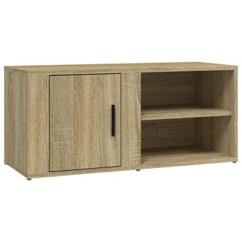 Mueble Para Tv Madera Contrachapada Roble Sonoma 80x31,5x36 Cm