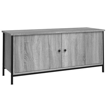 Mueble Tv Con Puertas Contrachapada Gris Sonoma 102x35x45 Cm