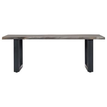 Mesa De Centro Borde Natural De Acacia Maciza Gris 115x60x40 Cm