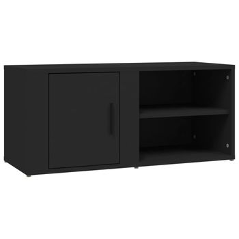 Mueble Para Tv Madera Contrachapada Negro 80x31,5x36 Cm