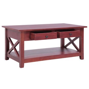 Mesa De Centro De Madera Maciza De Caoba Marrón 100x55x46 Cm