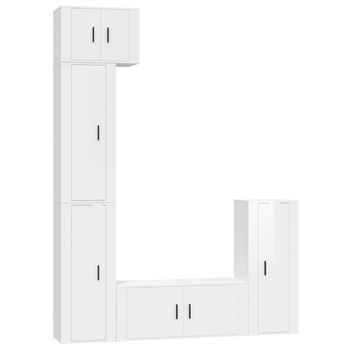 Set De Muebles De Tv 5 Piezas Madera Contrachapada Blanco Brillo