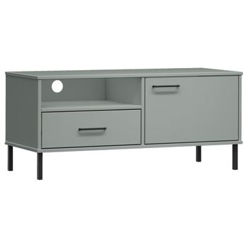 Mueble De Tv Con Patas De Metal Oslo Madera Maciza Pino Gris