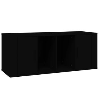 Mueble Para Tv Madera Contrachapada Negra 100x35x40 Cm