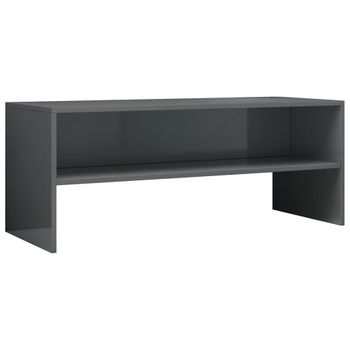 Mueble De Tv Madera Contrachapada Gris Brillante 100x40x40 Cm