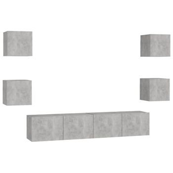 Set De Muebles De Salón 6 Piezas Madera Ingeniería Gris Hormigón