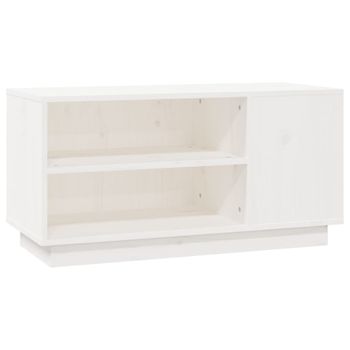 Mueble De Tv Madera Maciza De Pino Blanco 80x35x40,5 Cm