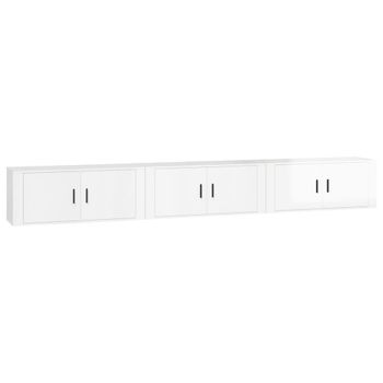 Muebles Para Tv De Pared 3 Unidades Blanco Brillante 100x34,5x40 Cm