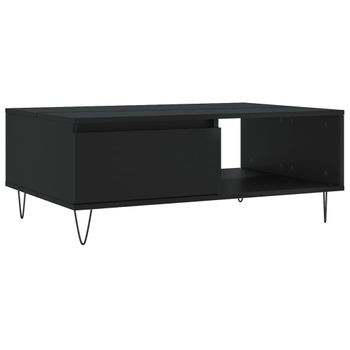 Mesa De Centro Madera De Ingeniería Negro 90x60x35 Cm