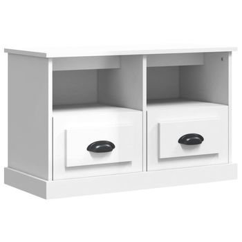 Mueble De Tv Madera Contrachapada Blanco Brillo 80x35x50 Cm