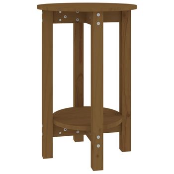 Mesa De Centro De Madera Maciza De Pino Marrón Miel Ø40x60 Cm