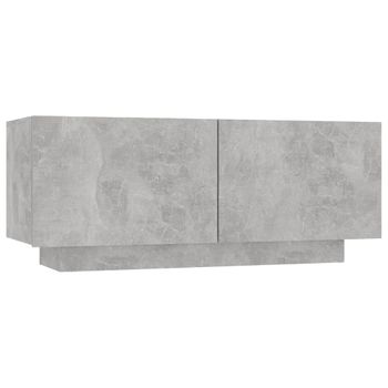 Mesita De Noche Madera De Ingeniería Gris Hormigón 100x35x40 Cm