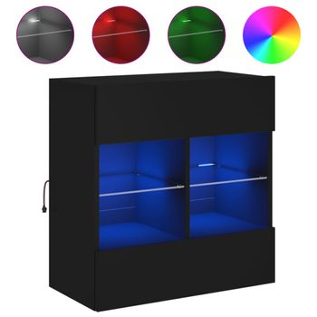 Mueble De Tv De Pared Con Luces Led Negro 58,5x30x60,5 Cm