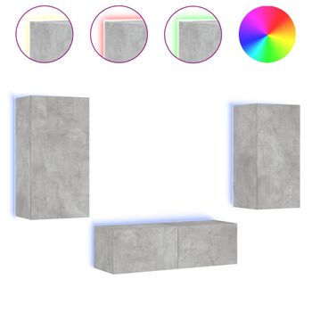 Muebles De Tv De Pared Con Luces Led 3 Piezas Gris Hormigón