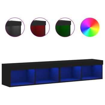 Muebles De Tv Con Luces Led 2 Unidades Negro 80x30x30 Cm