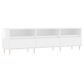 Mueble De Tv Madera Contrachapada Blanco Brillo 150x30x44,5 Cm