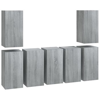 Muebles Para Tv 7 Unidades Contrachapado Gris Sonoma 30,5x30x60 Cm