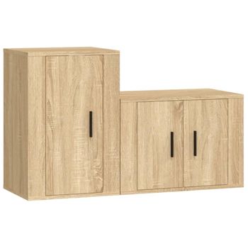 Set De Muebles Para Tv 2 Piezas Madera Contrachapada Roble Sonoma