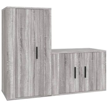 Set De Muebles Para Tv 2 Piezas Madera Contrachapada Gris Sonoma