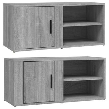 Mueble Tv 2 Unidades Madera Contrachapada Gris Sonoma 80x31,5x36 Cm