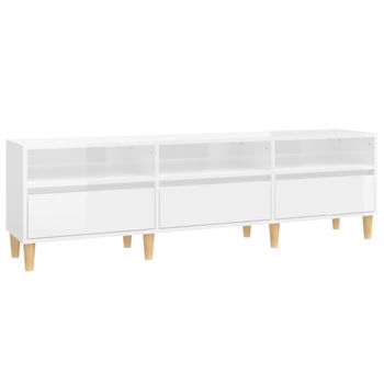 Mueble De Tv Madera Contrachapada Blanco Brillo 150x30x44,5 Cm