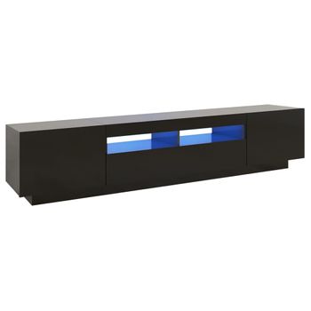 Mueble Para Tv Con Luces Led Negro 200x35x40 Cm