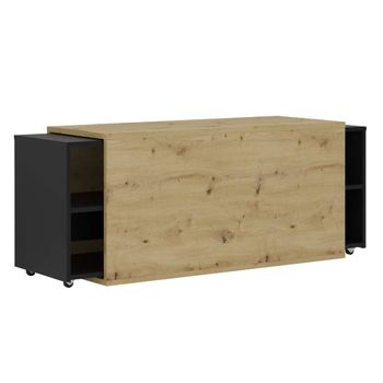 Mueble Para Tv Negro Y Roble Artesanal 194,5x39,9x49,2 Cm