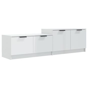 Mueble Tv Madera Contrachapada Blanco Brillante 158,5x36x45 Cm