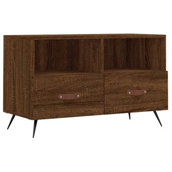 Mueble Para Tv Madera Contrachapada Roble Marrón 80x36x50 Cm