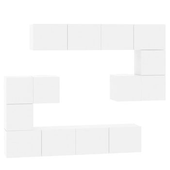 Mueble De Pared Para Tv Madera Contrachapada Blanco Brillante