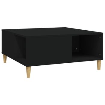 Mesa De Centro Madera Contrachapada Negro 80x80x36,5 Cm