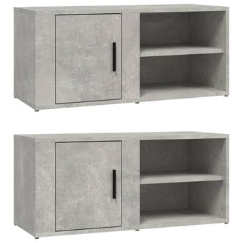 Mueble Tv 2 Unidades Madera Contrachapada Gris Hormigón 80x31,5x36cm