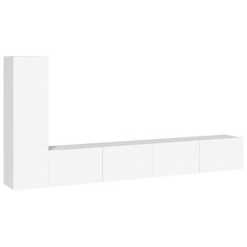 Set De Muebles De Tv 3 Piezas Madera Contrachapada Blanco