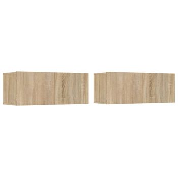 Muebles Para Tv 2 Unidades Madera Contrachapada Roble 80x30x30 Cm