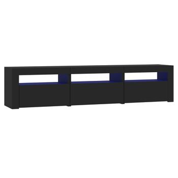 Mueble De Tv Con Luces Led Negro 180x35x40 Cm