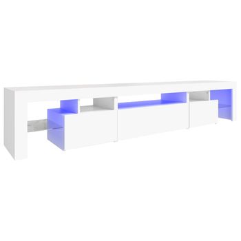 Mueble De Tv Con Luces Led Blanco 215x36,5x40 Cm