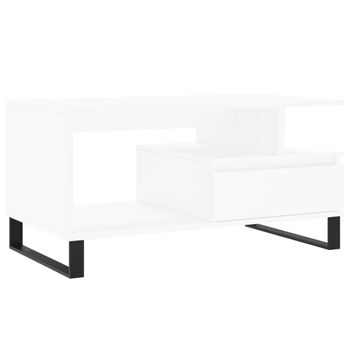 Mesa De Centro Madera Contrachapada Blanca 90x49x45 Cm