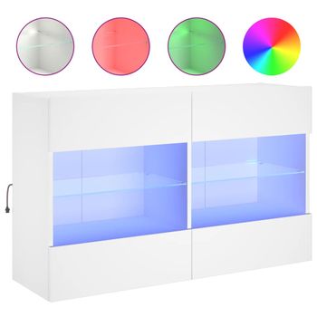 Mueble De Tv De Pared Con Luces Led Blanco 98,5x30x60,5 Cm