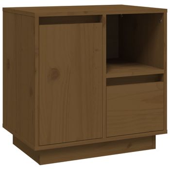 Mesita De Noche Madera Maciza De Pino Marrón Miel 50x34x50 Cm