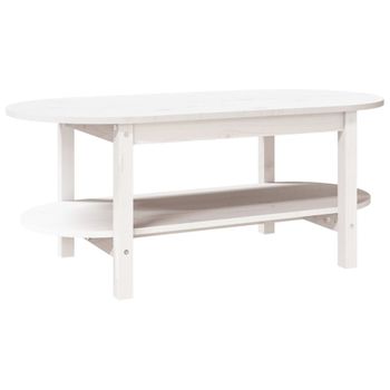 Mesa De Centro De Madera Maciza De Pino Blanco 110x55x45 Cm