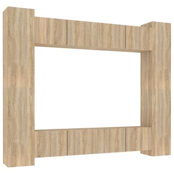 Set De Muebles Para Tv 8 Piezas Madera Contrachapada Roble Sonoma