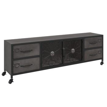 Mueble De Tv De Hierro Plateado 110x30x40 Cm