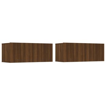 Muebles Tv 2 Unidades Madera Contrachapada Roble Marrón 80x30x30 Cm