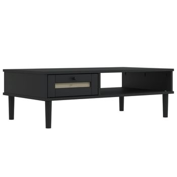 Mesa De Centro Senja Aspecto Ratán Madera Negro 100x55x33 Cm