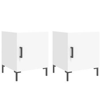 Mesitas De Noche 2 Unidades Madera De Ingeniería Blanco 40x40x50 Cm