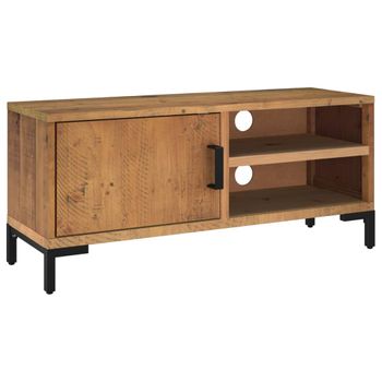 Mueble Para Tv Madera Maciza Pino Reciclada Marrón 90x30x40 Cm